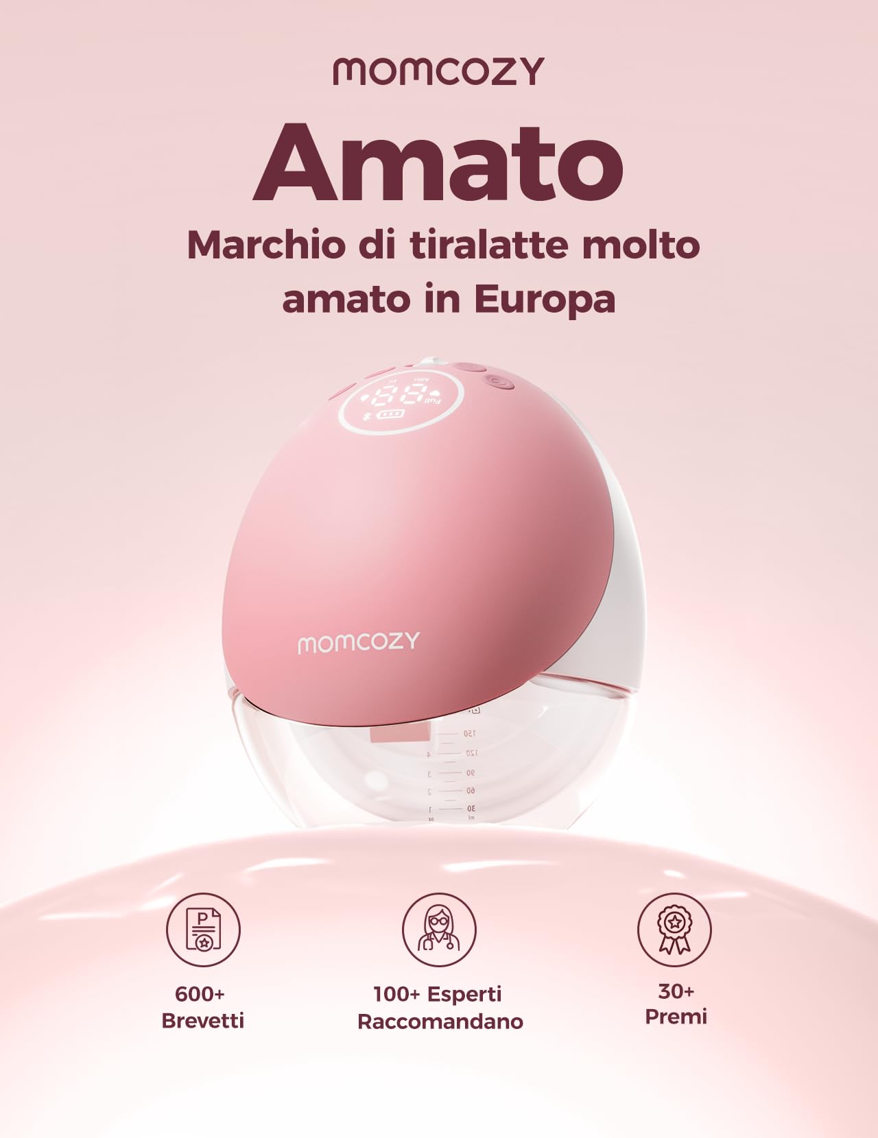 Momcozy M9 Tiralatte Elettrico Indossabile Mani Libere 24mm 2 Pezzi Rosso