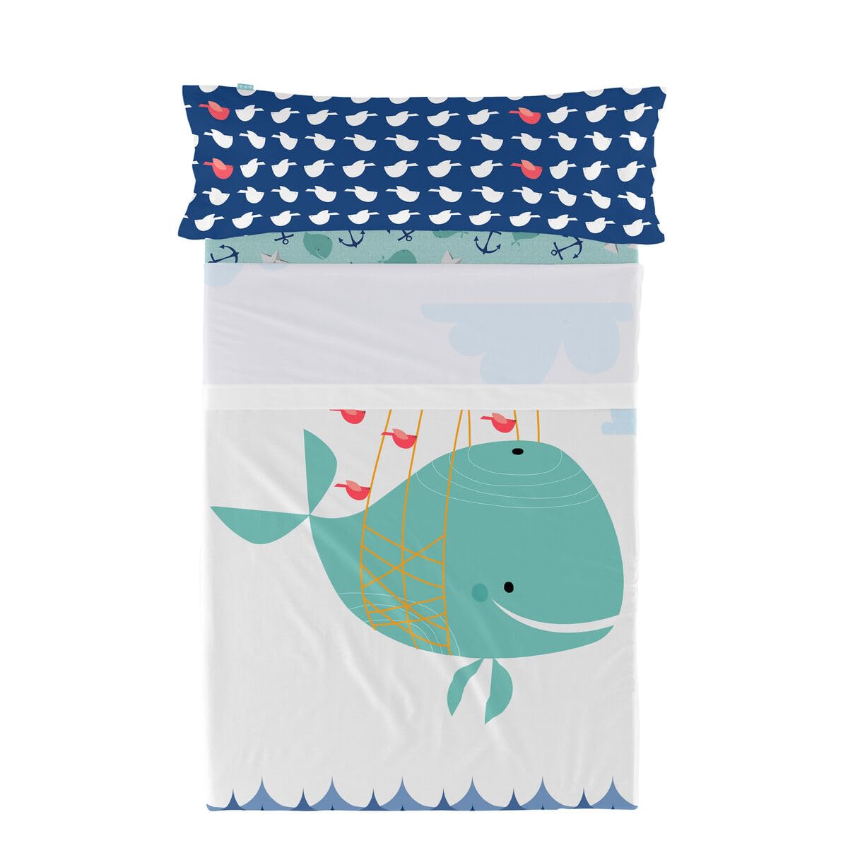 HappyFriday Moshi Moshi Whale Bedding Set Multicolor 105 Bed 2 Pieces