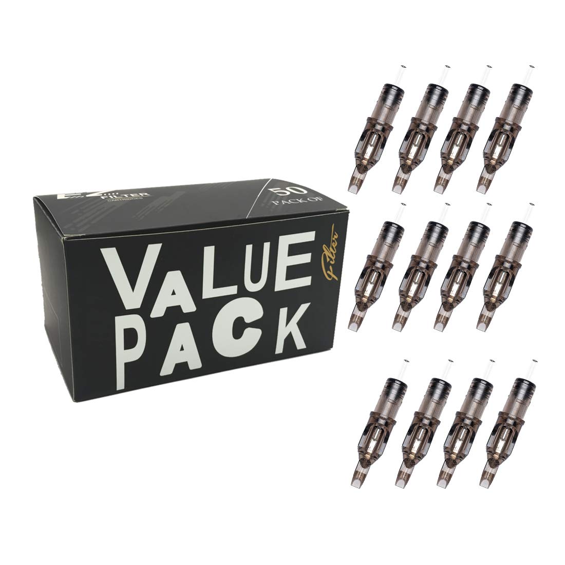 EZTAT2 EZ 50Pcs Tattoo Cartridge Needles Mixed #12 Standard Flat Magnum 5M1 7M1 9M1 11M1 13M1 Assorted for Rotary Tattoo Pen Machine Supply