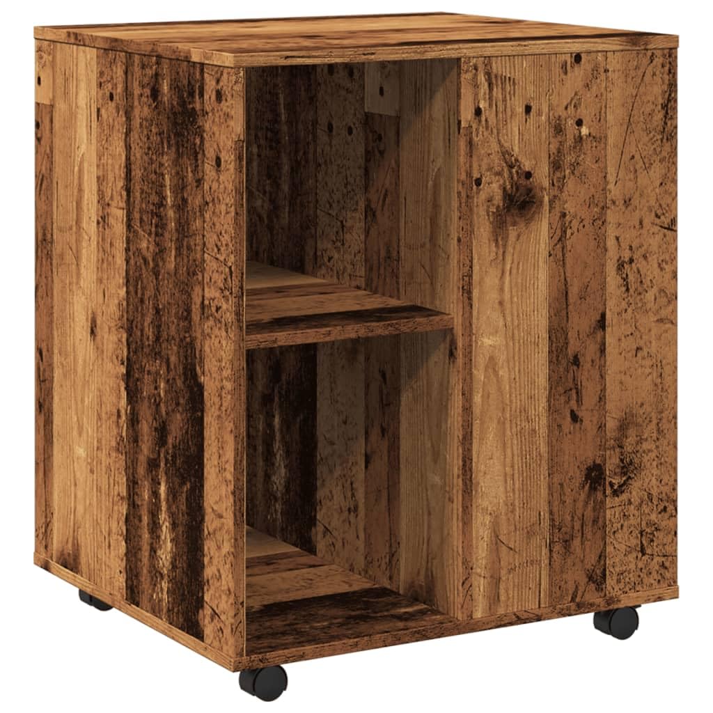 Brokky Armadietto con Ruote Legno Antico 60x53x72cm in Truciolato-Carrello Porta Stampante,Mobiletto con Ruote,Supporto per Stampante in Legno,Classificatore per Documenti per Studio,Ufficio