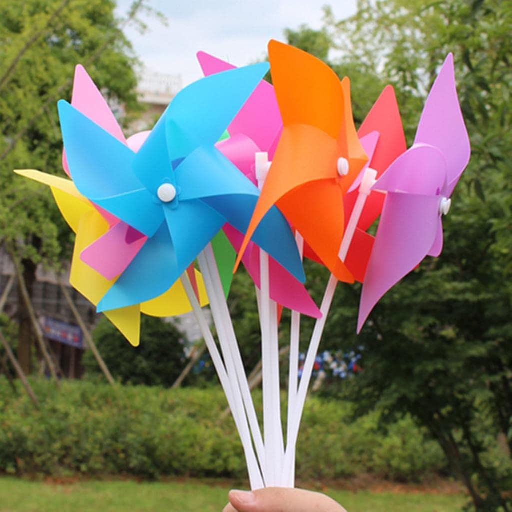 100pcs 3D Bircolage Flower Portable Windmill Toys Kids Garden Crafts, Yellow