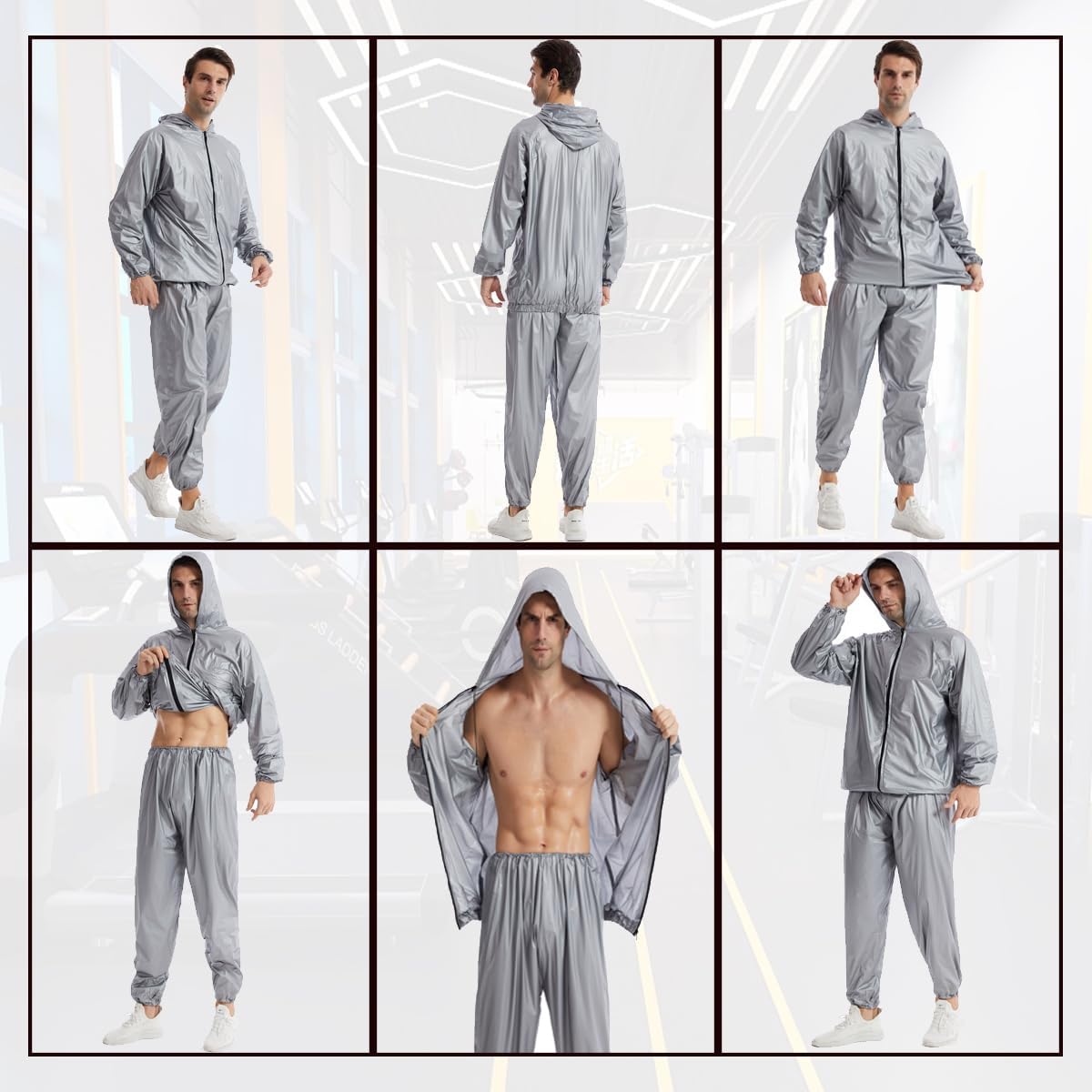 DawnBreak Sauna Sweat Suits for Women/Men Zipper Closure Hoodie Weight Loss Fitness Exercise Gym Workout Suits - Image 5