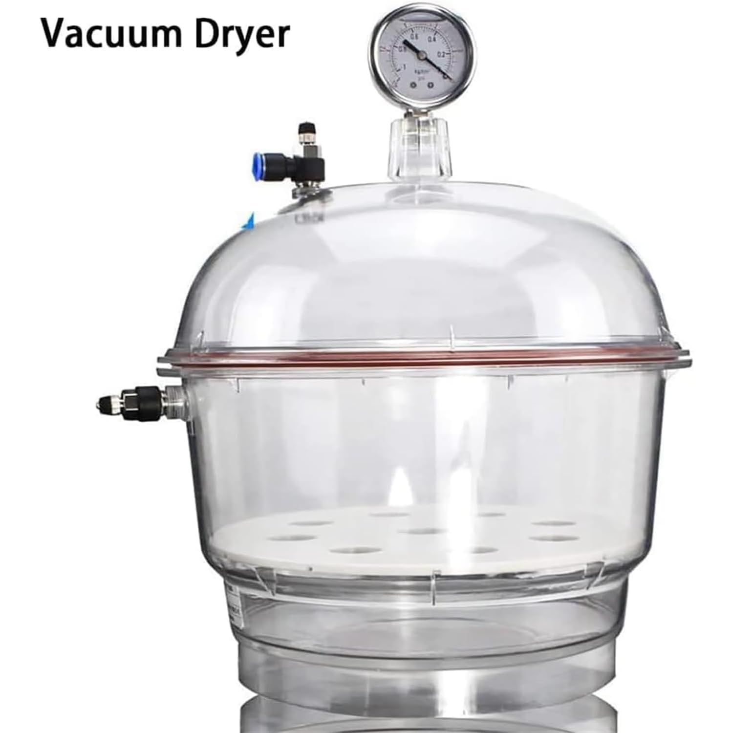 Vakuum-Exsikkator – 150 mm Acryl-Labor-Trocknerglas mit Manometer, Temperaturbereich: -25 bis 120 °C für Vakuumtrocknung und Lagerung