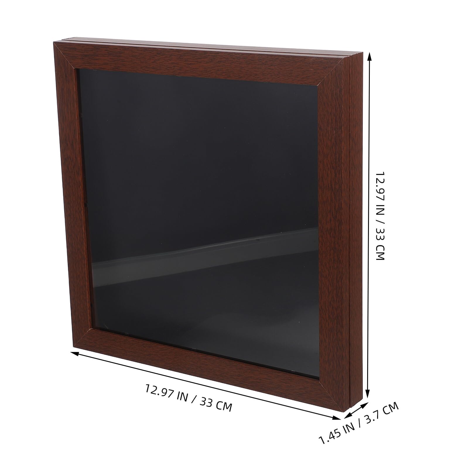 Zerodeko Cornice Espositiva in Legno per Maglie da Calcio e Basket 33x33 Cm con Vetro Protettivo, Scatola delle Ombre Quadrata Salvaspazio da Parete per Cimeli Sportivi