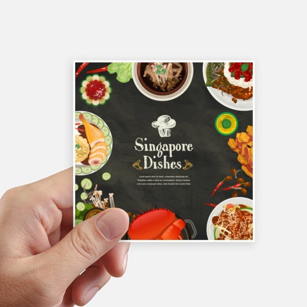 Sticker Singapour plats célèbres multicolore 10cm pour déco murale x8