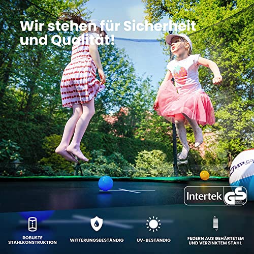 Hop-Sport Trampolin Outdoor - Ø 305/366/430 cm - Safety Gartentrampolin Set mit innovativen, gebogenen Netzstangen… – Bild 4