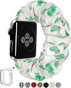 Scrunchie Elastic Watch Band for Apple Watch 38mm/40mm 42mm/44mm,Innovative Elastic Faux Suede Replacement Wristband for iWatch Series 4 3 2 1 MONOBLANKS (Cactus, 38MM/40MM)