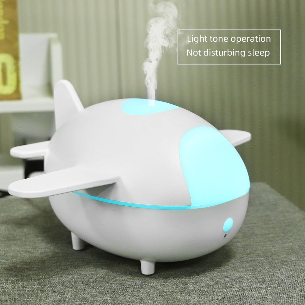Diffuseur d'arômes d'avion avec télécommande - 300 ml - Diffuseur électrique d'huiles essentielles pour chambre à coucher - Humidificateur silencieux avec 7 lumières LED