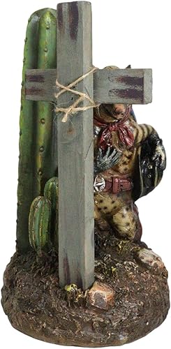 Miniatura 7 de Ebros Gift Rústico vaquero armadillo occidental por Saguaro Cactus arrodillado al pie de la cruz rugosa figura de oración Viejo Mundo Wild West