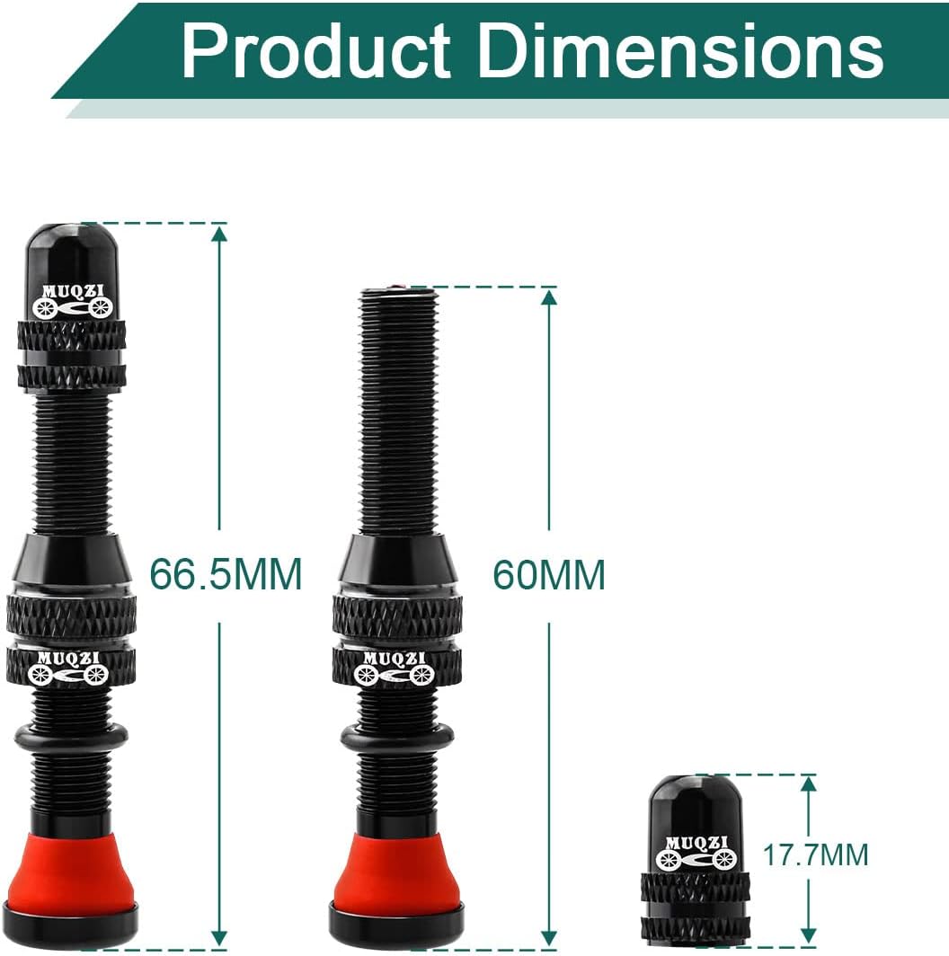 MUQZI Tubeless Schrader Valve Stems Kits Alloy 60mm Bike No Tubes Valve Schrader Stems