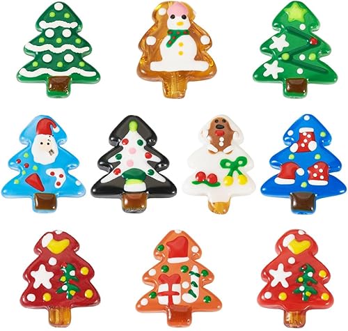 Vista 59 de Cheriswelry 46 cuentas de Navidad para árbol de Navidad, muñeco de nieve, guantes de hombre de jengibre, medias de cuentas surtidas, manualidades