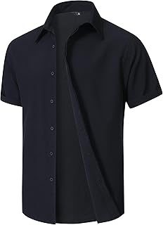 Men's Short Sleeve Button Down Shirt Lightweight Stretch Blend Summer Shirts Casual Vacation Beach Tops - Buy now