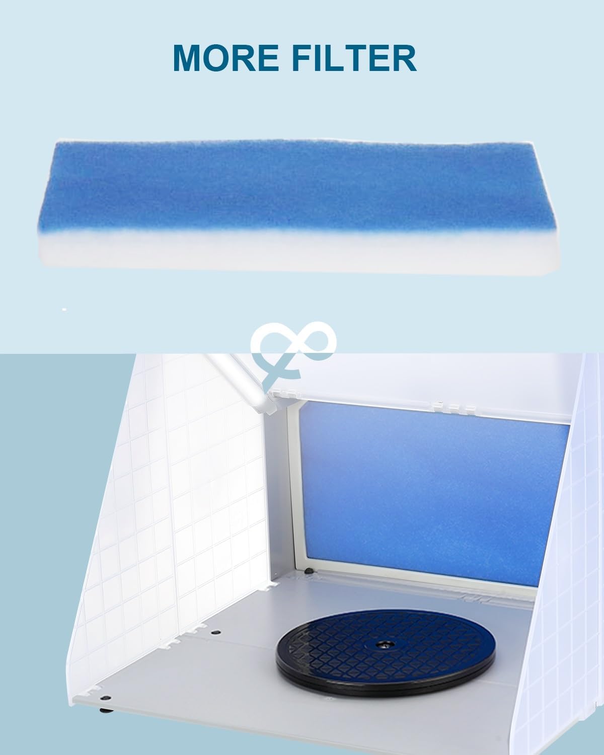 Anesty Airbrush Spray Booth with Bright LED Lights Turn Table Hose and Extra Replacement Filter, Portable Paint Booth Can be Used with LEDs Only ASPB01 White