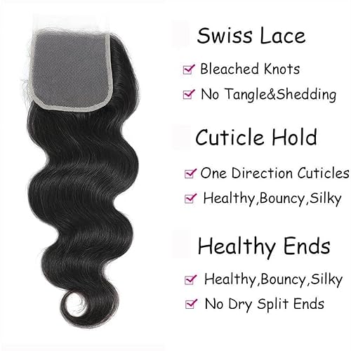 Miniatura 2 de Zezejenhu - Cierre brasileño ondulado de 16 pulgadas, parte libre, cierre de encaje, 4 x 4, prearrancado con cabello de bebé, cierre de línea