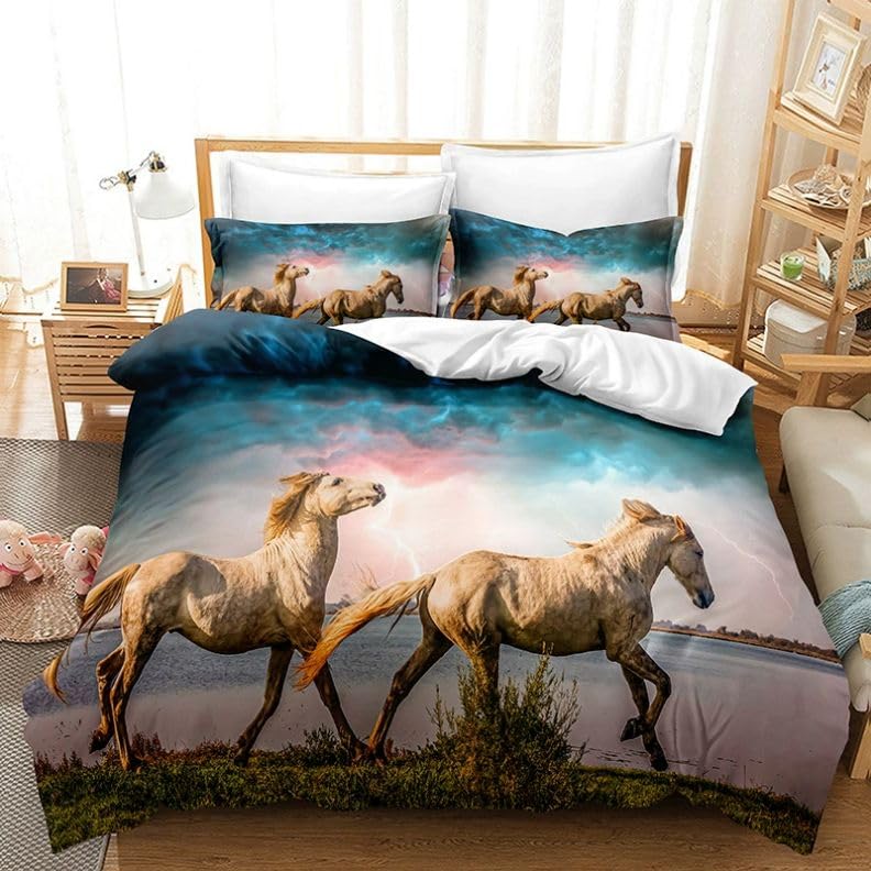 Housse de couette 220x240 microfibre douce 110g/m² parure de lit animaux anti-plis