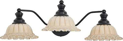 Miniatura 25 de Luminarias de Baño Estilo Granja Negras, Luces de Tocador para Baño, Luminarias de Tocador de 2 Luces Negro -,Latón,Vidrio de latón,Blanco,Vaso de