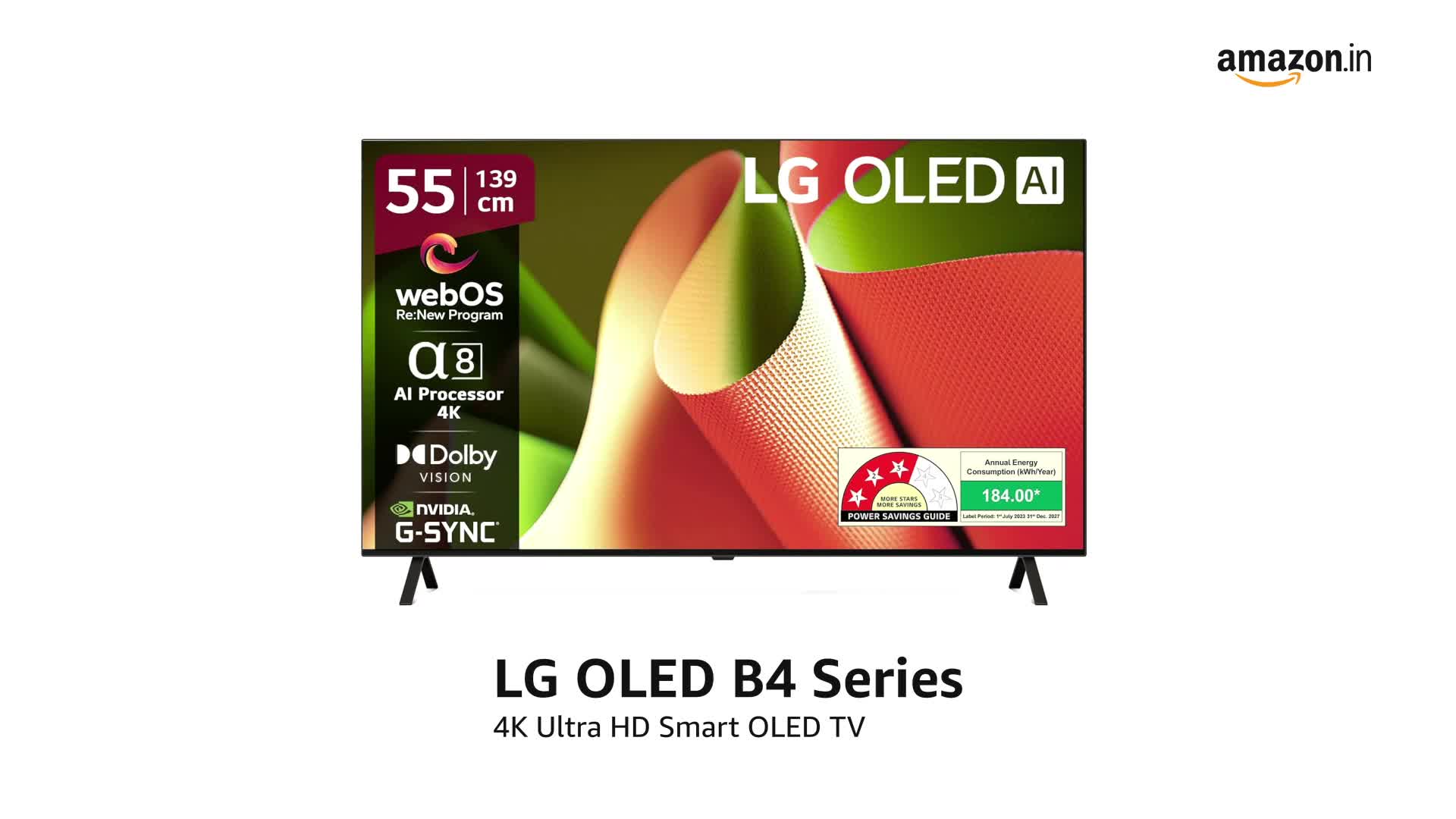 LG 139 cm (55 inches) OLED B4 AI Series 4K Ultra HD (3840 x 2160