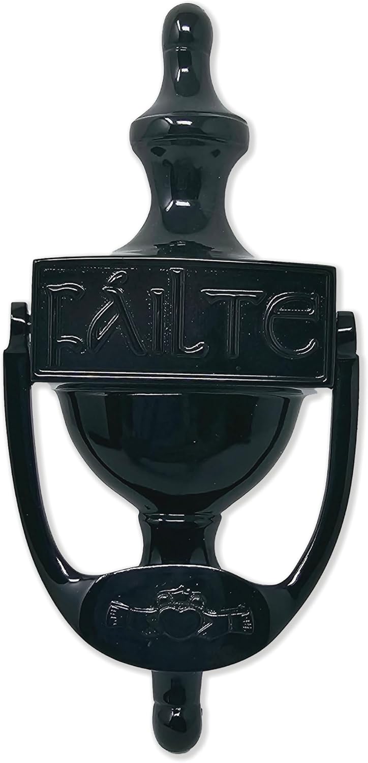 Door Knocker for Front Door - Failte Claddagh Design - Solid Brass Pewter