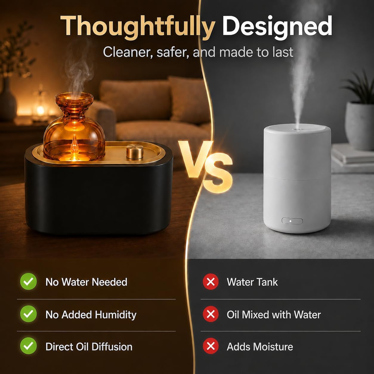 Waterless Essential Oil Diffuser, Rechargeable Cordless with Warm Light image 2