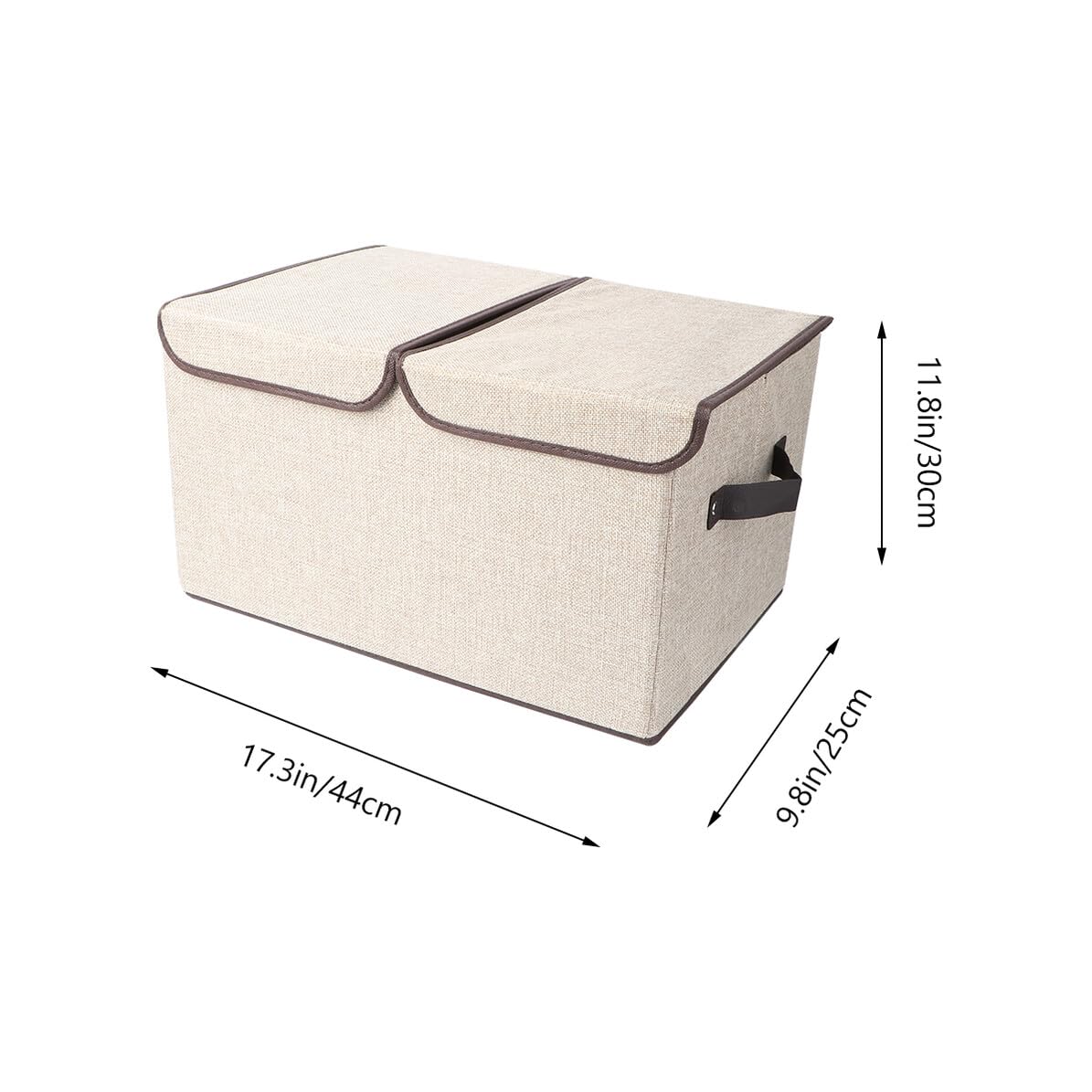 Uonlytech Caja de Almacenaje Plegable de Algodón y Lino con Doble Tapa y Asas Cesta para Armario Organizador Resistente y Apilable para Ropa y Hogar