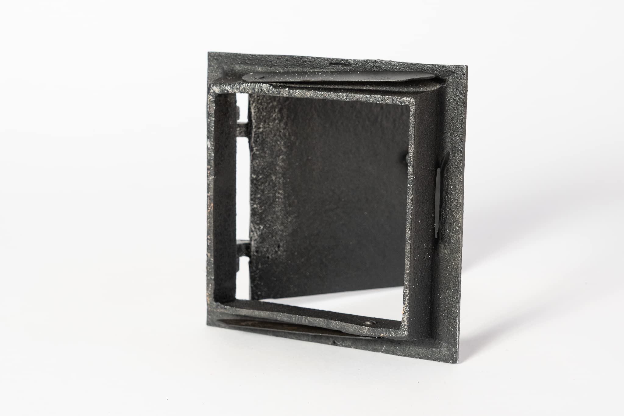 SEZAM Porta di ispezione per forni in ghisa 17 x 3,5 x 17 cm, porta del camino - ribalta - sportello di sgombero, per forni, forni e caminetti - verniciato argento antico