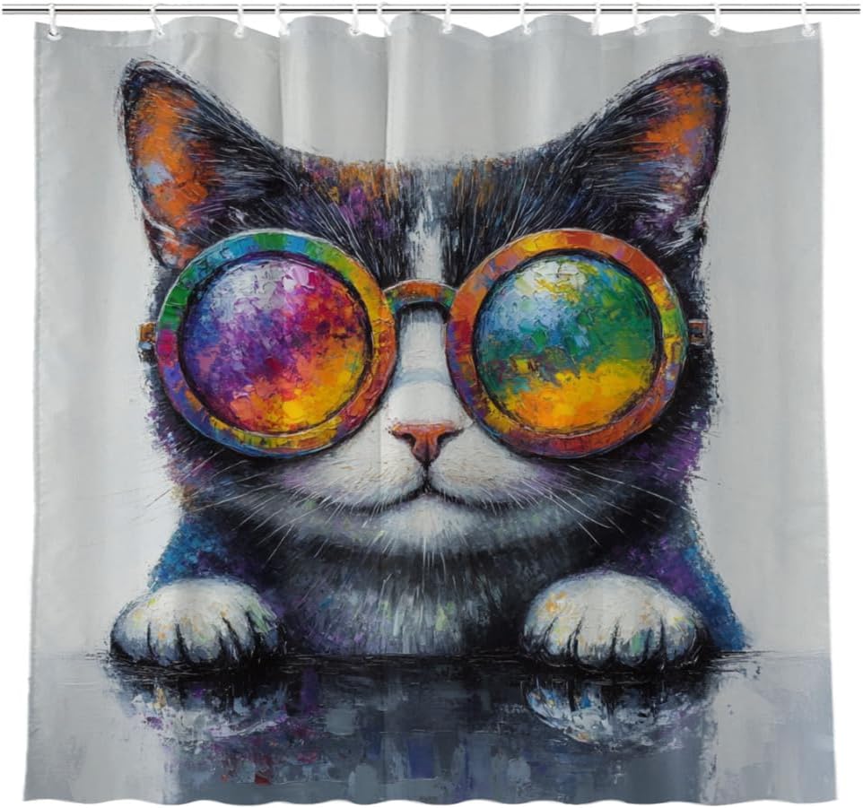 Highland Cow Shower Curtain for Bathroom Decor Fabric Polyester 12 Pack Hooks 72Wx72H Inches