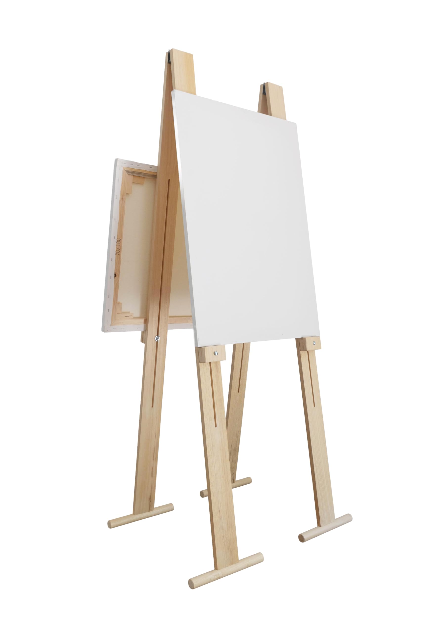 Giano Cavalletto per pittura ed esposizione quadri in legno Ayous naturale, regolabile in altezza ed inclinazione, portata 20 kg, made in Italy con struttura brevettata, ideale per grandi opere