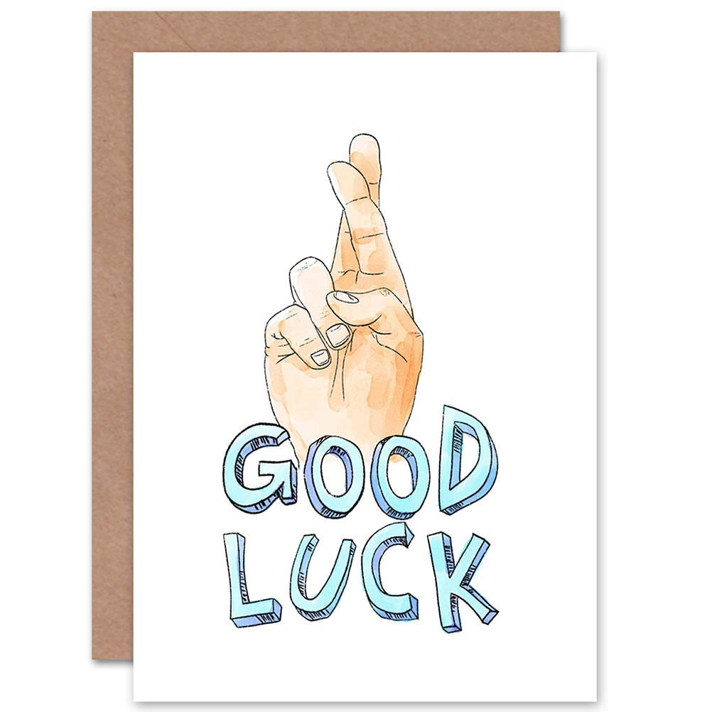 Wee Blue Coo CARD GREETING GOOD LUCK FINGERS CROSSED GIFT