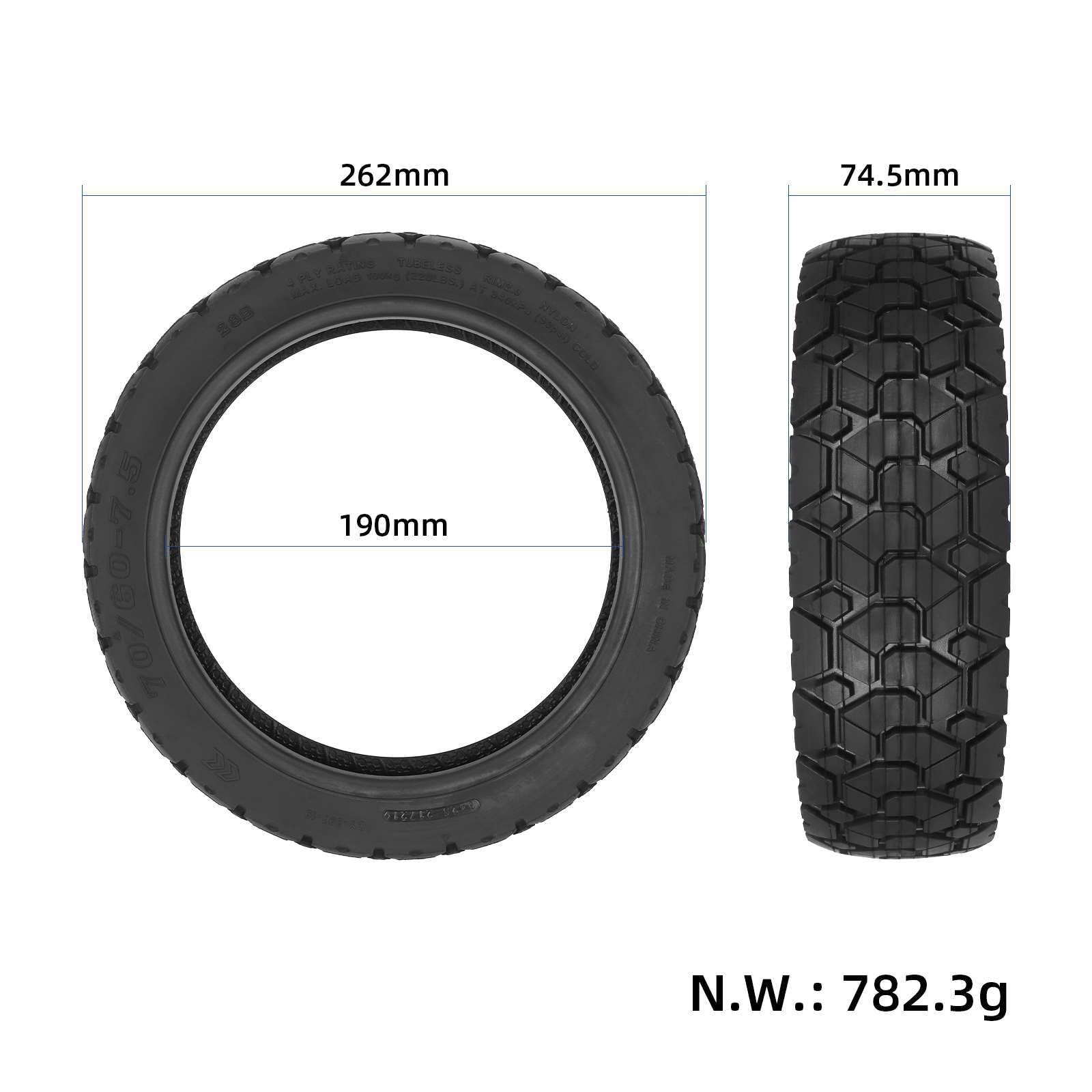 TREFAN 70/60-7,5 Verdickter Tubless Reifen für Segway ZT3 Pro D Elektroroller 11-Zoll Ersatzreifen Verdickte Schlauchlose Reifen Langlebiger, Rutschfester Ersatzräder Scooter (1 Stk mit Gelschicht)