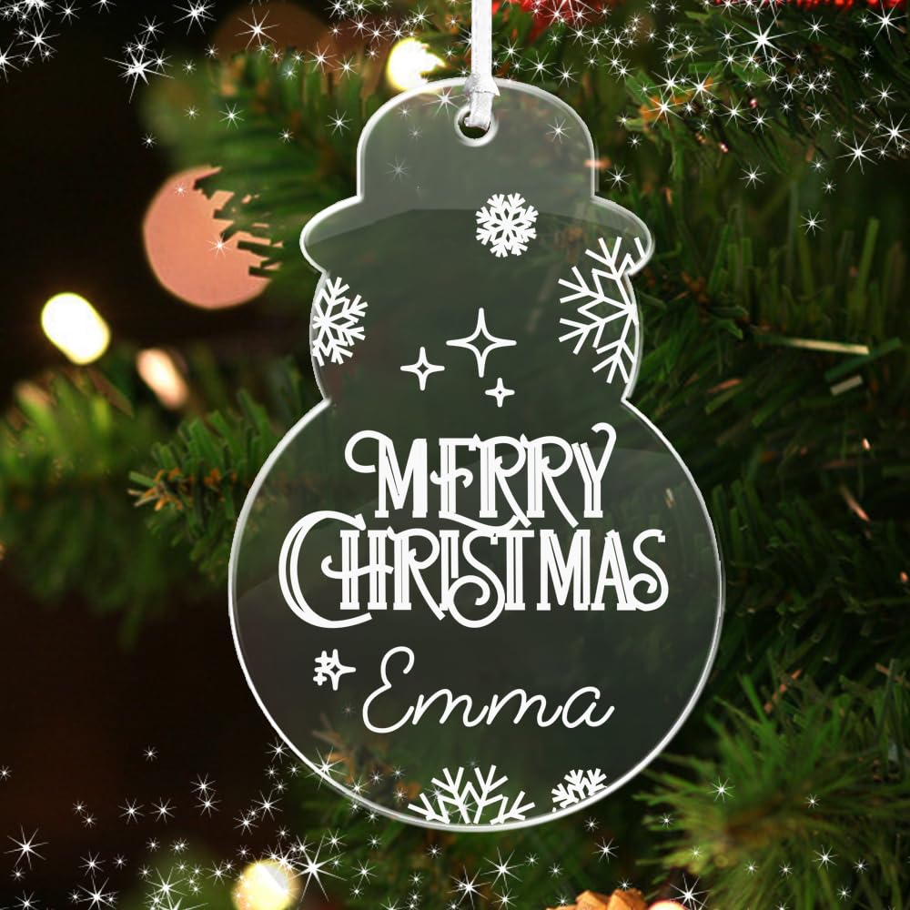 Personalised Christmas Baubles, Personalised Christmas Tree Decorations 2025, Custom Xmas Baubles, Xmas Ornament for Tree, Gifts for Family Kids Mom Dad Friends(Snowman)