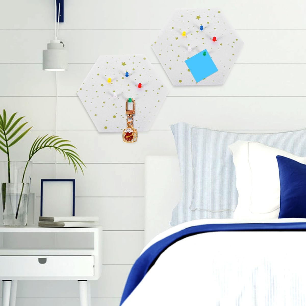 Hexagon Felt Bulletin Board Thick DIY Memo Wall Decor for Photos and Messages Felt Pin Notice Board for Home Office Classroom Stylish Hexagonal Wall Tiles for Chic Background