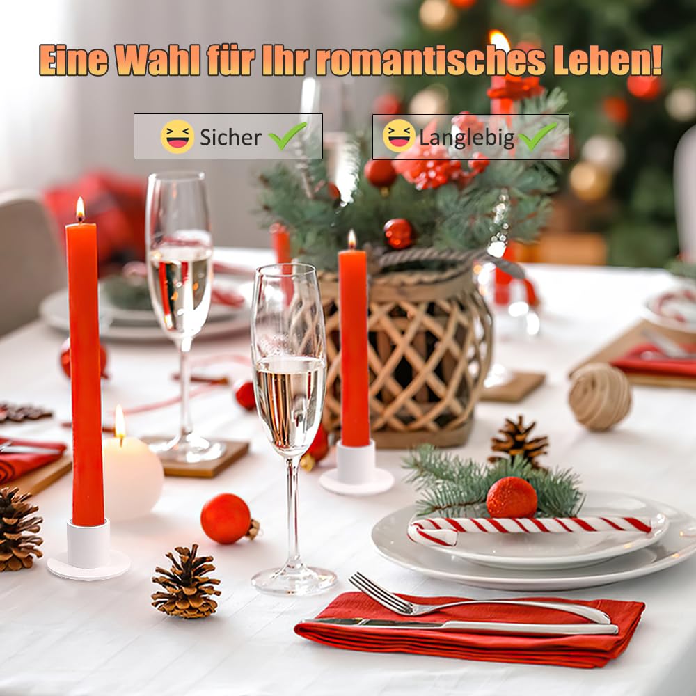 4 Stück Weiße Kerzenständer Aus Eisen - Runder Kerzenhalter Für Stabkerzen 2,2cm