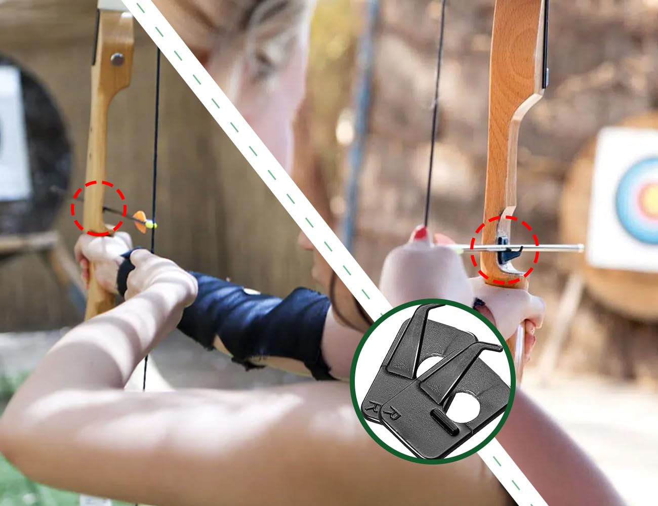 Lot de 7 Repose-flèches pour Arc recourbé, Repose-flèche en Plastique, Repose-flèche avec Dos adhésif, Accessoires de Cible de tir de Chasse, pour arcs à poulies Main Droite (Noir)