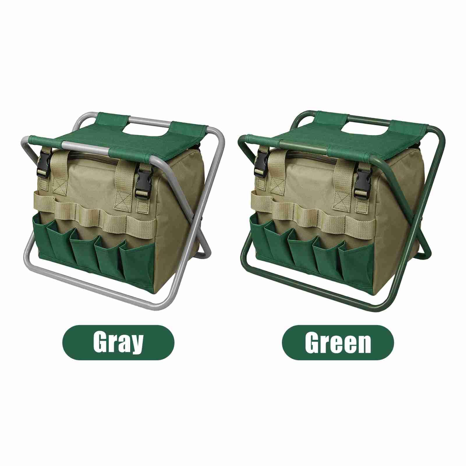 Juego de herramientas de jardín,HUIOP Bolsa de mano para jardinería con taburete plegable, bolsa de almacenamiento de herramientas de mano, Kit de herramientas de jardinería, organizador, bolsa para p