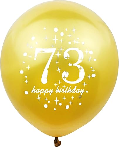 Miniatura 4 de SHUNTAI Globos dorados y negros para cumpleaños número 73, decoraciones de cumpleaños número 73 para hombres y mujeres, globos de látex de confeti,