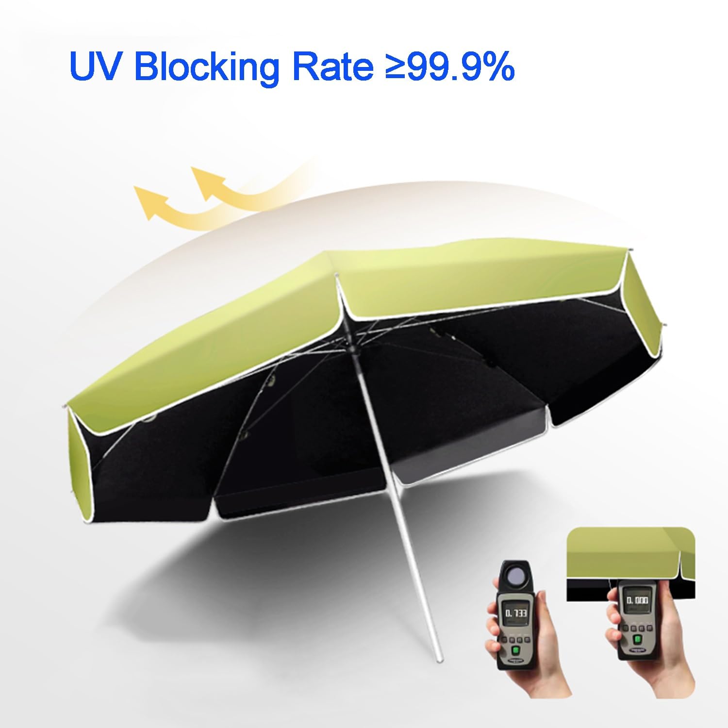 Zewnętrzny parasol plażowy 2,2 m UPF50+ ochrona przed promieniowaniem UV wodoodporny przenośny stół tarasowy zielony