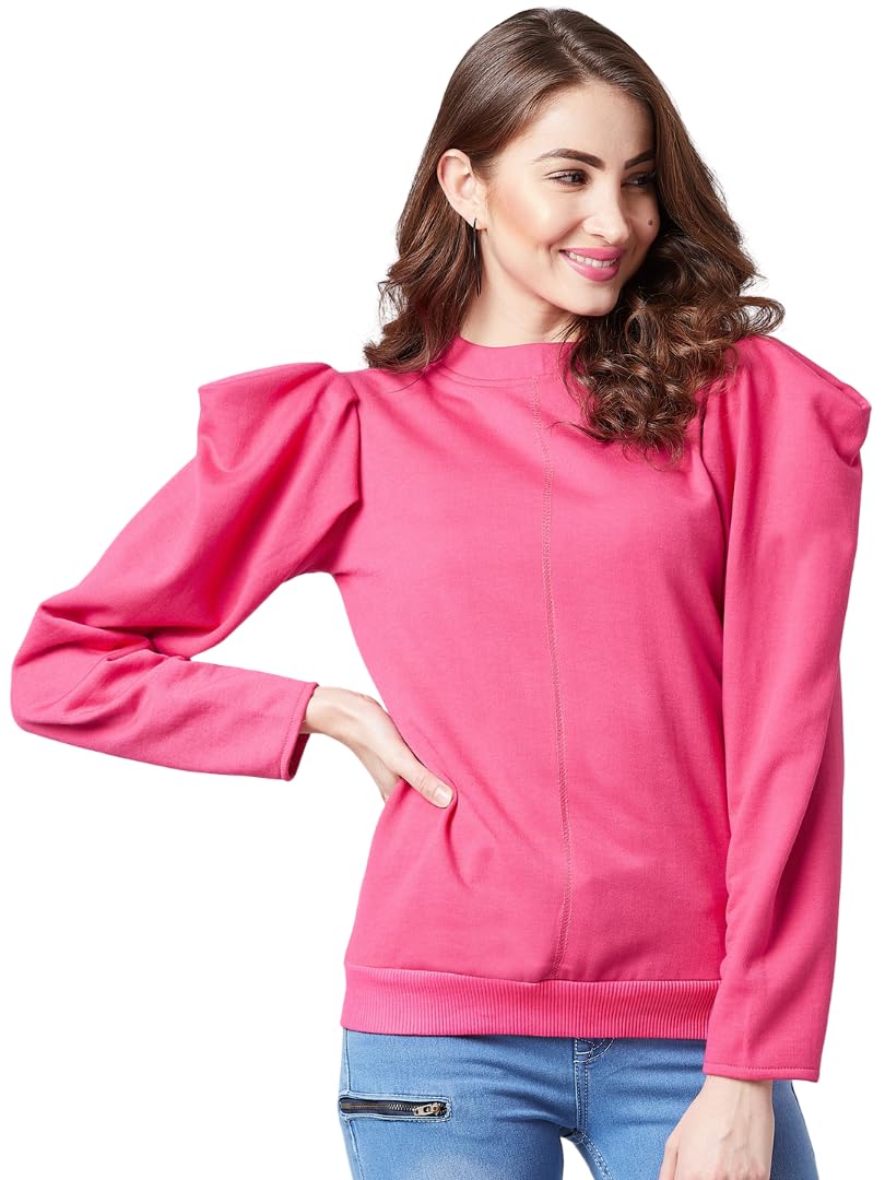 athena lifestyle Women and Girls Fleece Regular fit Long Sleeves Round Neck Solid Sweatshirt-picture-19