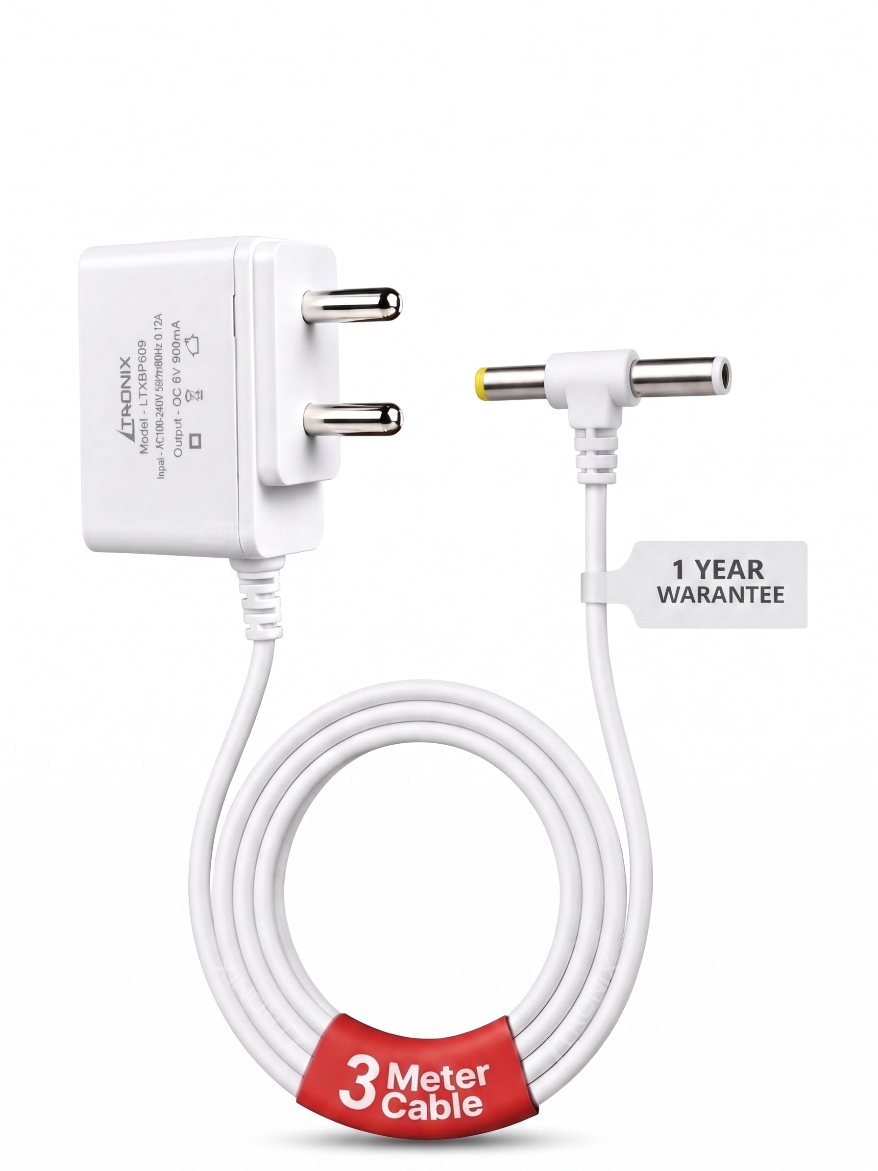 6V 900mA bp Machine Adapter for Omron(Series 5, 7, 10) Blood Pressure Monitor, DC Power Supply, 10ft Extra Long Power Cord, 5.5mm and 4.0mm Universal Dual Pin Charger, White-image-35