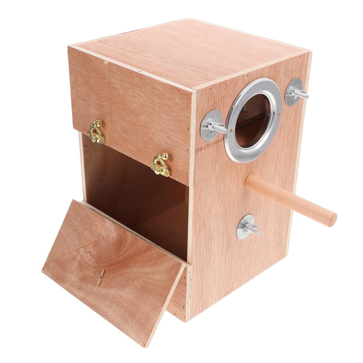 Caja de Cría de Madera para Periquitos con Ventana Abatible y Soporte Perchero Diseño Colgante Externo Que Ahorra para Cría de y Agapornis para Invierno