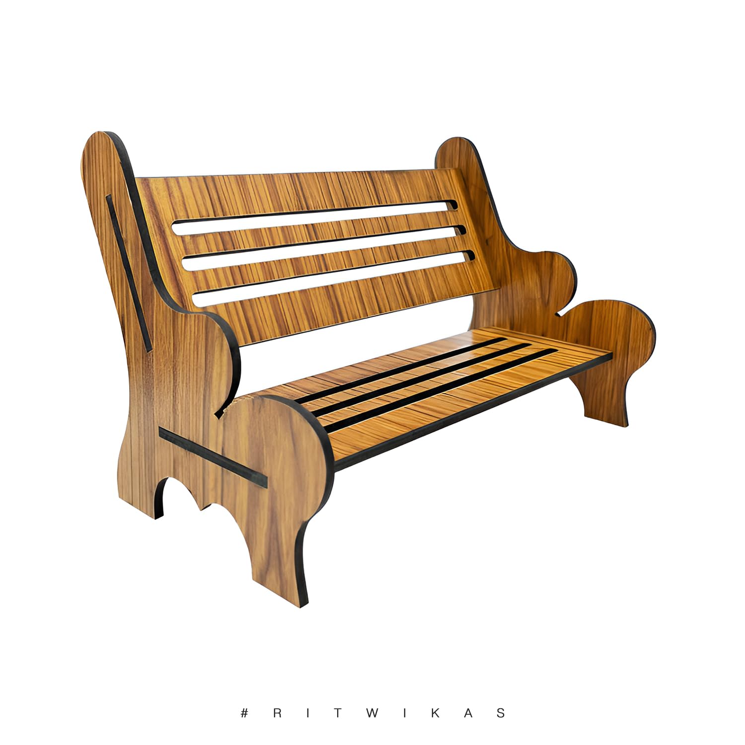 Ritwika's Handcrafted DIY Assemble Wooden Mini Bench Showpiece for Bedroom, Office Desk & Home Decoration, Solid MDF Material | Gift to Your Loved Ones, Size - 23 x 13 x 15 Cm, Set of 1 (Wood Brown) 3