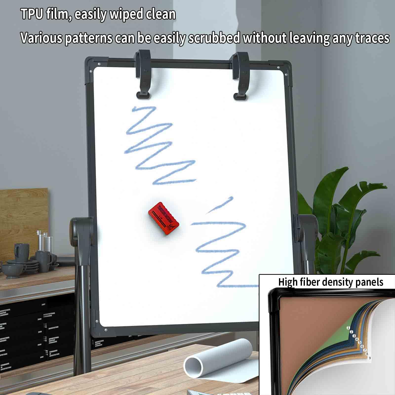 Pizarra Blanca Magnetica Pizarras Blancas De Rotulador Magnética Whiteboard Rotulador Borrable White Board Con Soporte Plegable Fuerza Magnética Escuela De Oficina En Casa (Black,57x77cm)