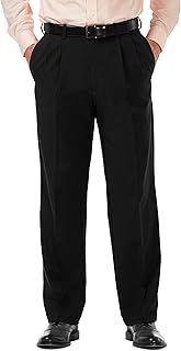Haggar Men's Cool 18 Pro Classic Fit Pleat Front Hidden Expandable Waist Pant with Big & Tall Sizes