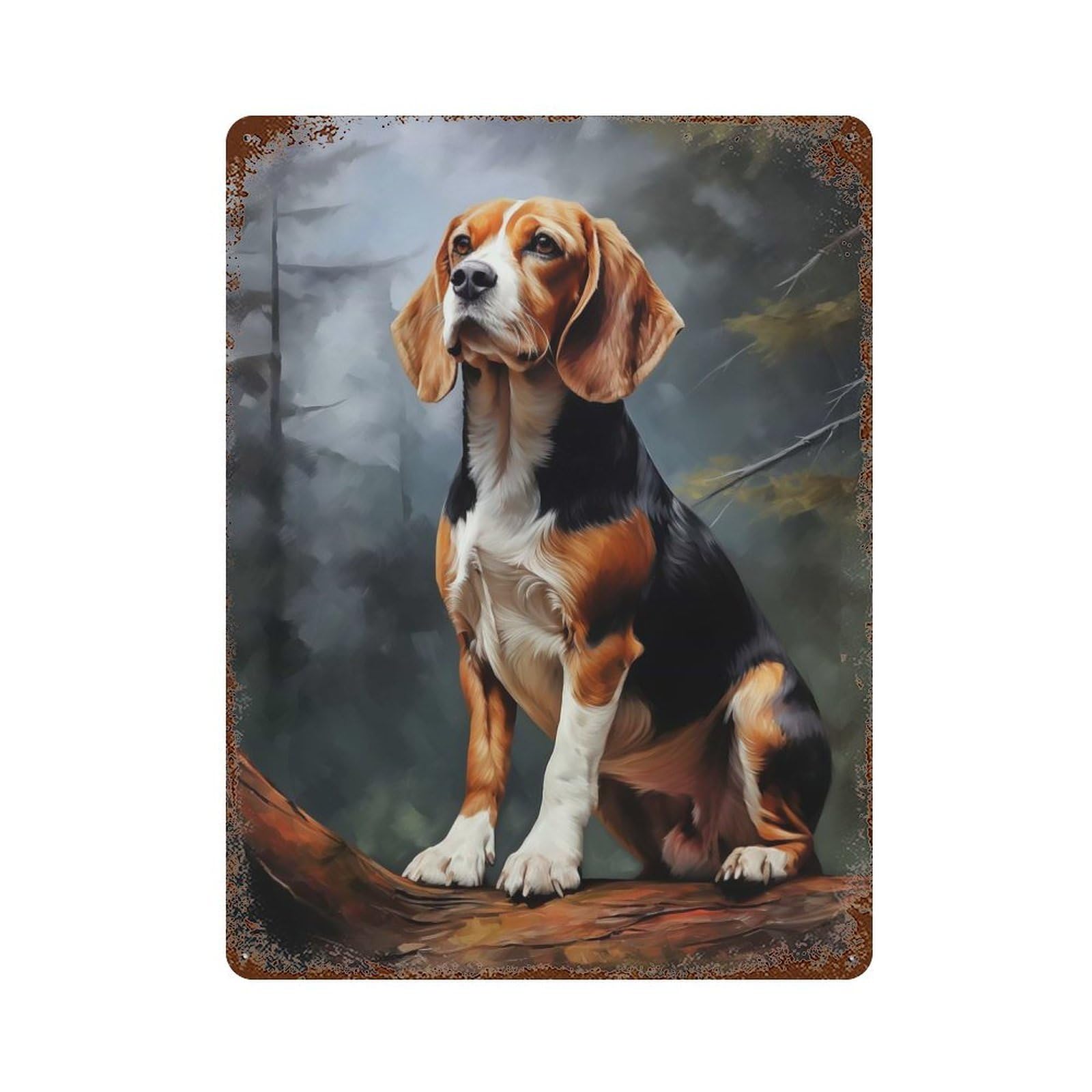 Beagle 15.7"x11.8" Vintage Metal Tin Sign, Retro Wall Decor for Basement, Hobby Room And Garage Decor