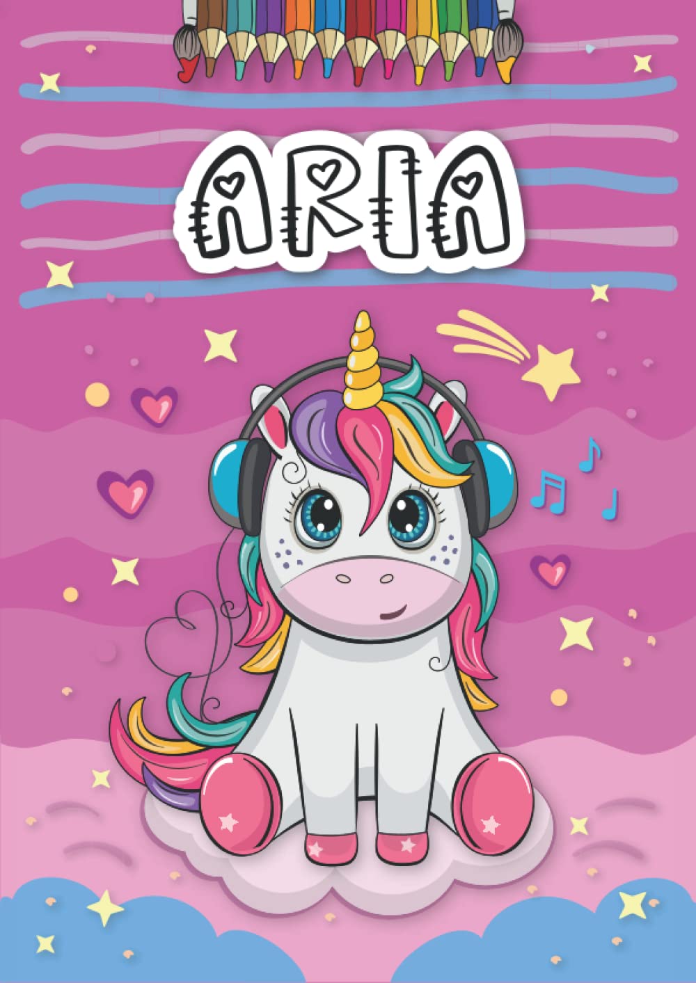 Independently published Aria: Livre de coloriage personnalisé pour Aria | Licorne | Cadeau d'anniversaire pour fille ... | 4 à 8 ans | 25 motifs de licorne avec le prénom Aria, Grand format A4 (21 x 29.7 cm)