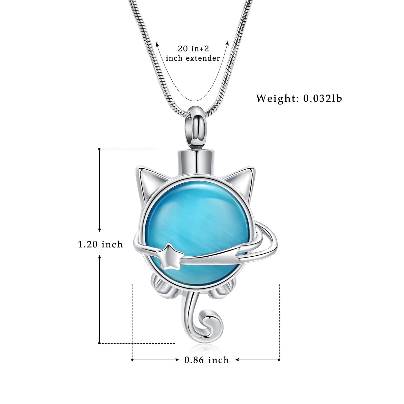QGJNSGC Moonstone Cremation Jewelry Cat Urn Necklace for Ashes Animal Keepsake Memorial Jewelry Pet Ashes Pendant - Image 2