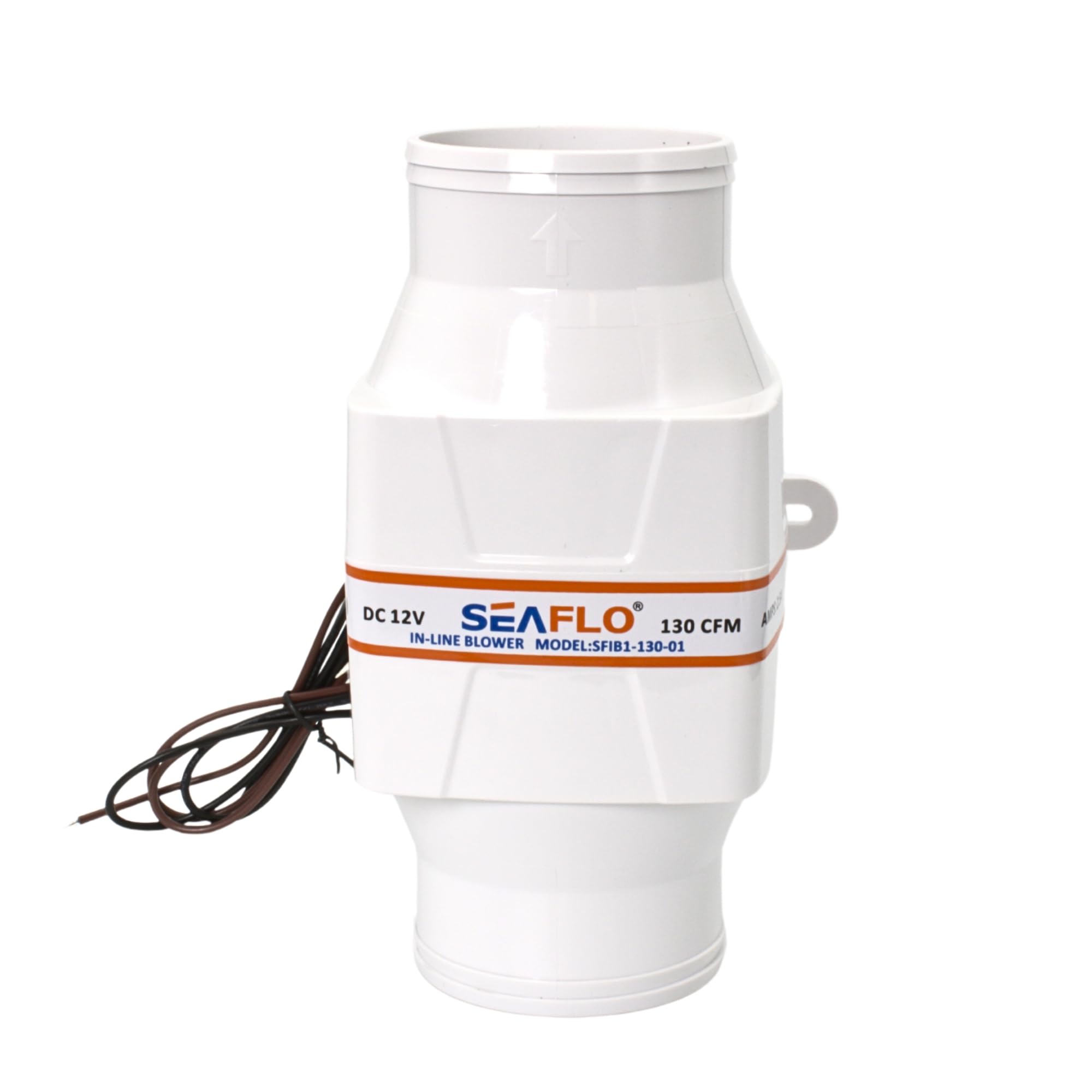 SEAFLO Soffiatore di sentina marina in linea, 3 pollici, 12 V, 130 CFM, barca silenziosa, colore: bianco