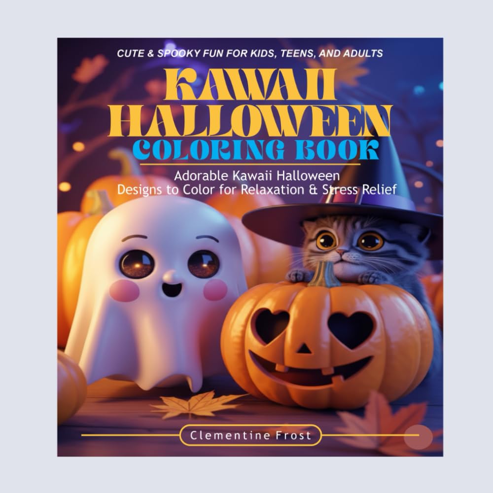 KAWAII HALLOWEEN COLORING BOOK: Adorable Kawaii Halloween Designs to Color for Relaxation & Stress Relief