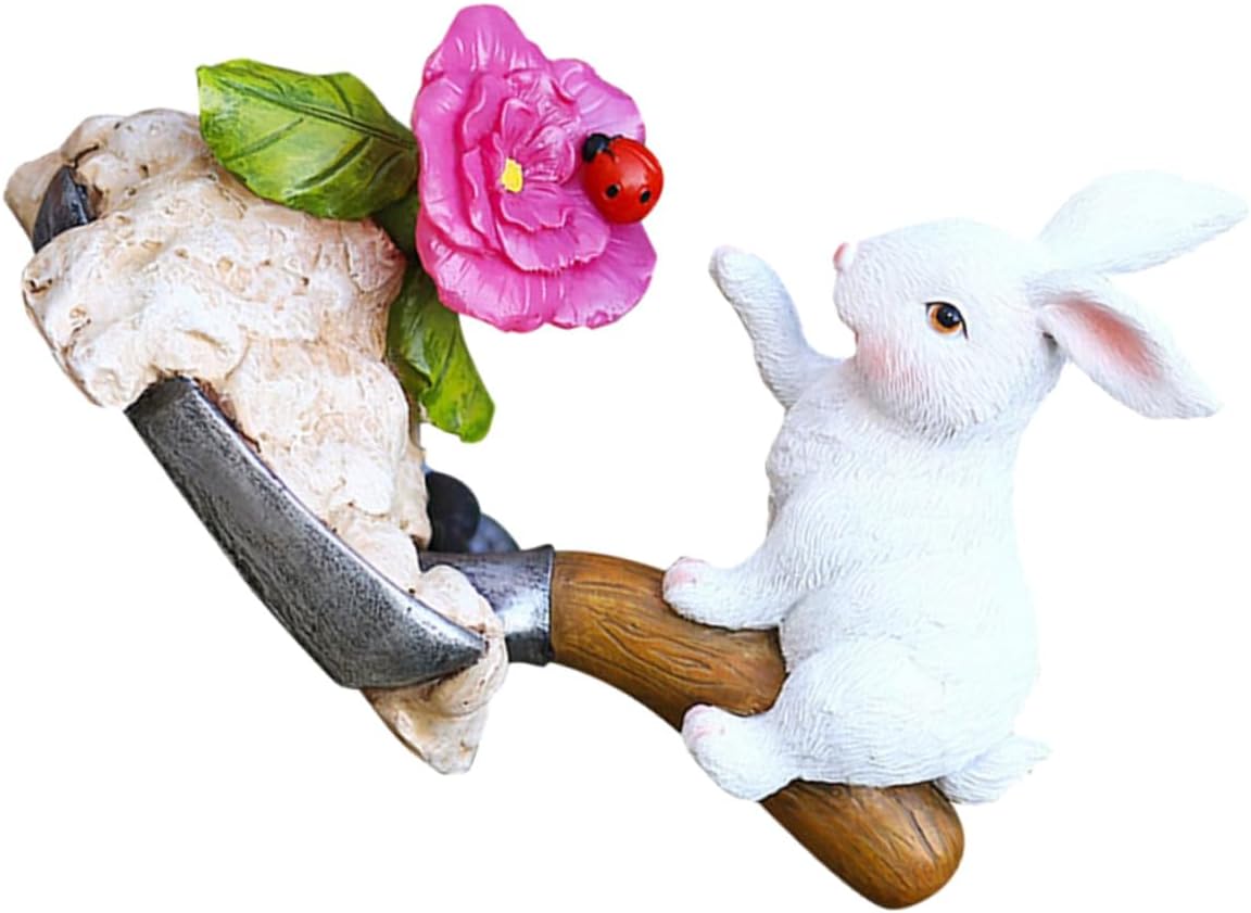 Outdoor Solar Rabbit Shape Lamp Resin Figurine Garden Decoration White Night Light for Patio Yard Balcony Lighting Ornament