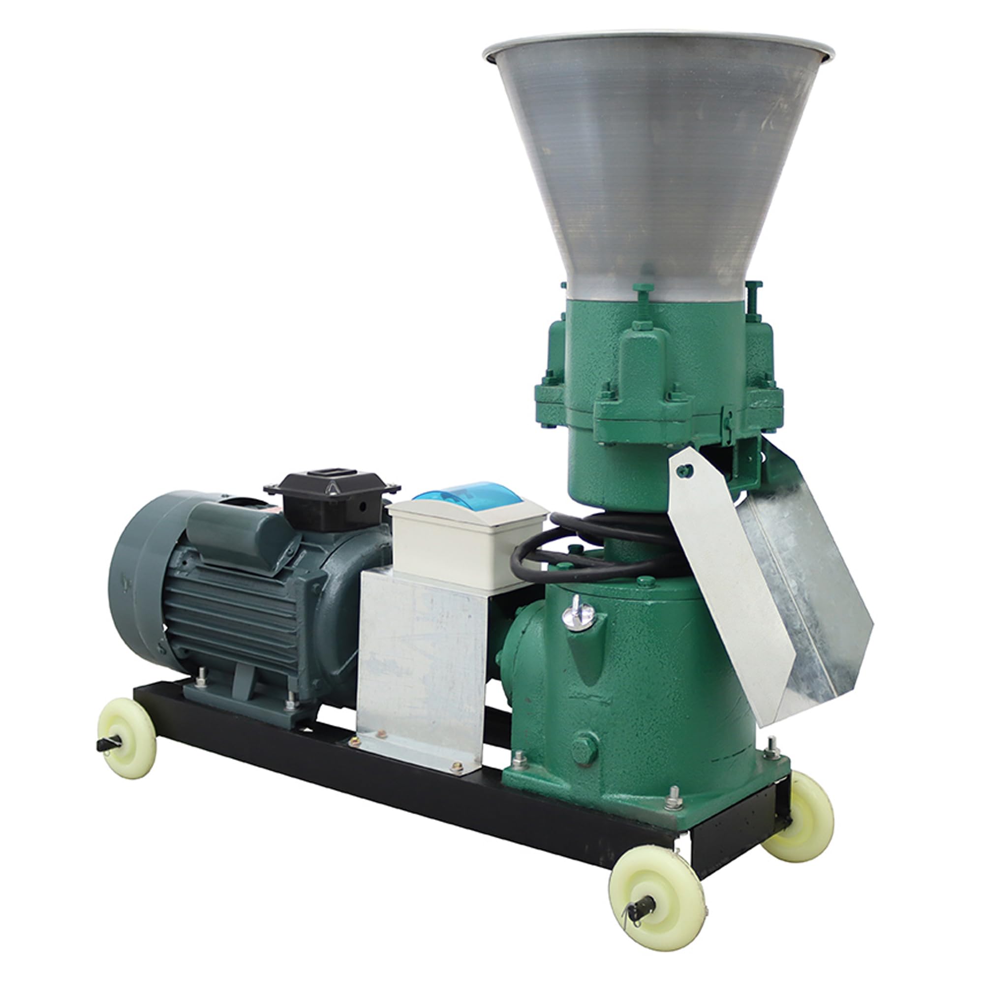 HQHAOTWU Animal Feed Mill Pellet Machine Chicken Feed Grinder Granulator Farm Electric Food Mill Grinder 3 Head Rollers 3MM Holes Plate 220V