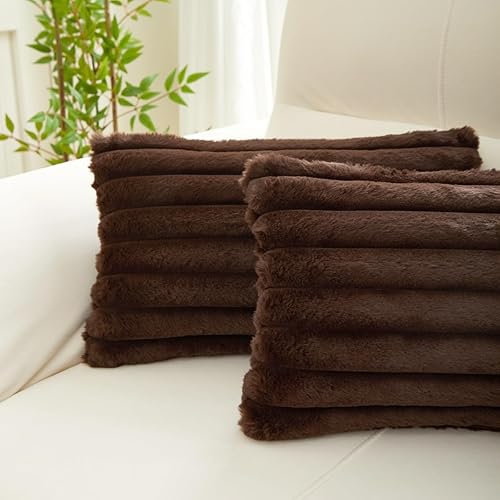 Miniatura 33 de Sunday Praise Juego de 2 fundas de almohada de felpa de piel sintética de doble cara de 20 x 20 pulgadas, fundas decorativas de almohada decorativas